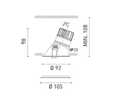7W LED įleidžiamas šviestuvas SWAP L, juodas, 3000K