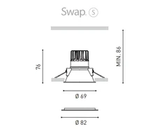 7W LED įleidžiamas šviestuvas SWAP S, baltas, 3000K, IP65