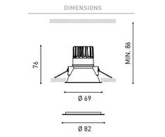 7W LED įleidžiamas šviestuvas SWAP S, juodas, 3000K