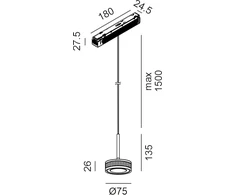 7W LED pakabinamas šviestuvas SOL MINI P į magnetinę sistemą IN_LINE, bronzos/juodos sp., 3000K, 24°, 2G