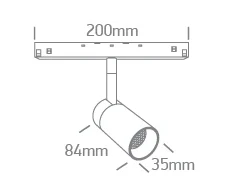 7W LED šviestuvas į magnetinę sistemą ONELIGHT MINI/MIDI/MAXI/P&amp;P, juodas, 3000/3500/4000K, 48V, 42138/B/V