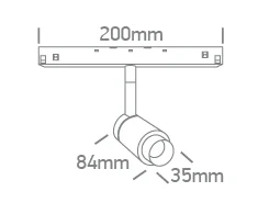 7W LED šviestuvas į magnetines sistemas MINI/MIDI/MAXI/P&amp;P, baltas, 3000K, 48V, 10-38°, DALI, 42140L/W/W