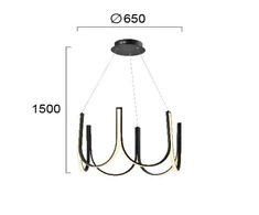 80W LED pakabinamas šviestuvas GLOBUS, juodu korpusu, 3000K, 4271500