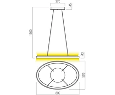 80W LED pakabinamas šviestuvas NOBU, matinės aukso sp., 3000/4000K, dimeriuojamas, 01-3813