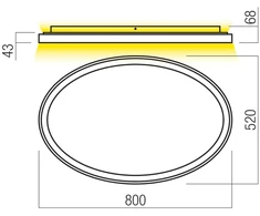 Lubinis šviestuvas 80W LED paviršinis šviestuvas NOBU, matinės aukso sp., 3000/4000K, dimeriuojamas, 01-3810