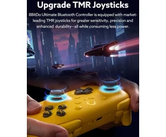 8Bitdo belaidis žaidimų pultas Ultimate 2 Bluetooth su RGB žiedu, TMR svirtelėmis ir programuojamais mygtukais, geltonas