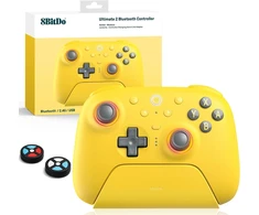 8Bitdo belaidis žaidimų pultas Ultimate 2 Bluetooth su RGB žiedu, TMR svirtelėmis ir programuojamais mygtukais, geltonas