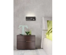 8W + 3W LED sieninis šviestuvas BROOK, juodas, 3000K, šviesos kampas 120°, skaitymo šviestuvėlio - 20°, su USB, 01-3316
