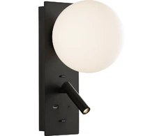 8W + 3W LED sieninis šviestuvas KIN, juodos/baltos sp., 2700K, su USB ir USB C jungtimis, A8169291N