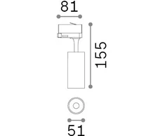 8W LED akcentinis šviestuvas į 1 fazės bėgelius FOX, juodas, 3000K, 348308