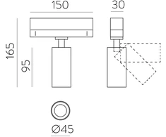 8W LED akcentinis šviestuvas į 3 fazių bėgelį PIPE, baltas, 4000K, T3986010B