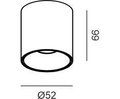 Lubinis šviestuvas 8W LED paviršinis šviestuvas GHOST, baltas, 3000K, 50°, dimeriuojamas