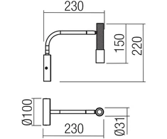 8W LED sieninis šviestuvas DRILL, juodas, 3000K, dimeriuojamas, 01-4440