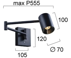 8W LED sieninis šviestuvas MELINA, juodas, 3000K, dimeriuojamas, 4335300