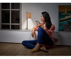 8W LED stalo šviestuvas SMART+, medienos/juodos sp., 3000–6500K, dimeriuojamas