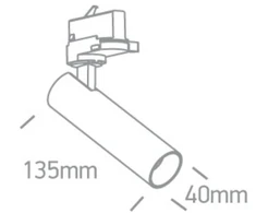 8W LED šviestuvas į bėgelius, baltas, 3000K, dimeriuojamas, 65108T/W/W