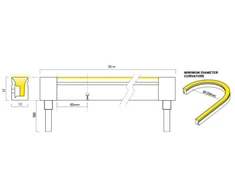 9,6W/m LED šviečiantis kabelis XMAGIS 12x17MM, 3000K, 120LED/m, 24V, IP67, 20 metrų ritė, SPEC