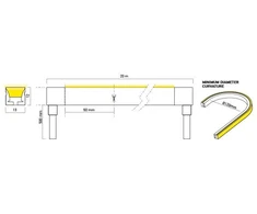 9,6W/m LED šviečiantis kabelis XMAGIS 13x12MM, 3000K, 120LED/m, 24V, IP67, 5 metrų ritė