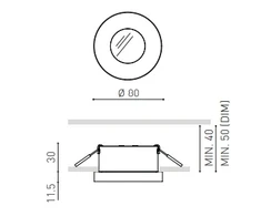 9W įleidžiamas LED šviestuvas PUCK M, baltas