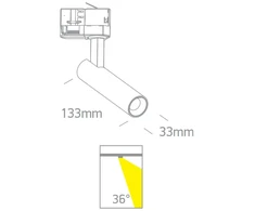 9W LED akcentinis bėgelio šviestuvas, juodas, 3000K, dimeriuojamas, 65108AT/B/W
