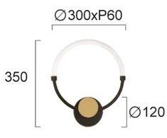 9W LED sieninis šviestuvas BRIANA, baltos/juodos/aukso sp., 3000K, 4314800
