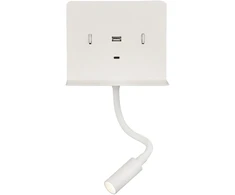 9W LED sieninis šviestuvas CALMA, baltas, 3000K, su skaitymo šviestuvėliu ir USB, A3836001B