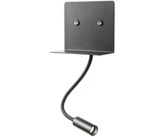 9W LED sieninis šviestuvas MOKA, juodas, 3000K, su USB