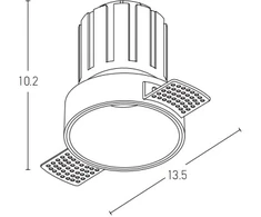 9W LED užglaistomas šviestuvas, baltas, 3000K, S096