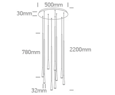 9x5W LED pakabinamas šviestuvas, juodas, 3000K, 63076D/B/W