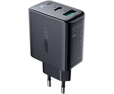Acefast sieninis įkroviklis USB Type C / USB 32W, PPS, PD, QC 3.0, AFC, FCP juodas (A5 juodas)