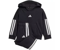 adidas Essentials Joggeriai 3 juostelių Fleece džemperis su gobtuvu Sportinis kostiumas vaikams Juodas JD6484