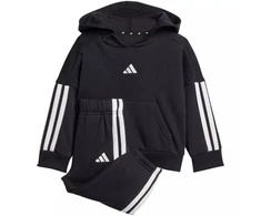 adidas Essentials Joggeriai 3 juostelių Fleece džemperis su gobtuvu Sportinis kostiumas vaikams Juodas JD6484