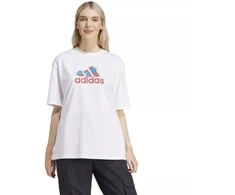 ADIDAS Gėlių rašto „Badge of Sport“ moteriški marškinėliai, balti IT1421