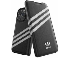 Adidas OR Booklet PU dėklas iPhone 14 Pro - juodai baltas