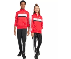 adidas Seasonal Essentials Tiberio 3 juostelių trikotažinis vaikiškas sportinis kostiumas, raudonas ir juodas JI6214