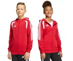 adidas Tiro 26 League sportinis džemperis su pilnu užtrauktuku ir gobtuvu vaikams raudonas KF9101