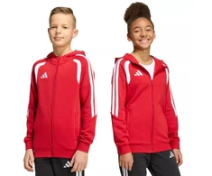 adidas Tiro 26 League sportinis džemperis su pilnu užtrauktuku ir gobtuvu vaikams raudonas KF9101