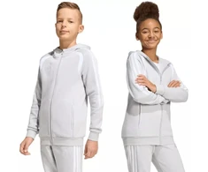 adidas Tiro 26 League sportinis džemperis su gobtuvu ir užtrauktuku visam ilgiui vaikams pilkas KF3323