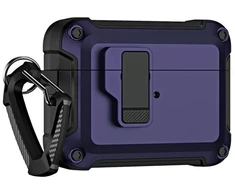 Hurtel Airpods 4 Pro Armor dėklas su karabinu – violetinės spalvos