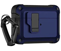 Hurtel Airpods 4 Pro Armor dėklas su karabinu – mėlynos spalvos
