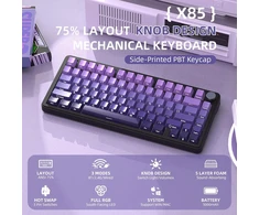 AJAZZ Attack Shark X85 belaidė mechaninė žaidimų klaviatūra, 75%, BT/2.4 GHz/USB-C, RGB, hot-swap