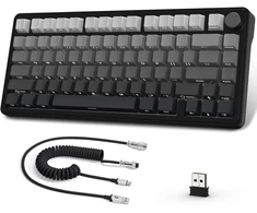 AJAZZ žaidimų mechaninė klaviatūra X85, 75%, bevielė, RGB, PBT, Baltas Jade jungikliai