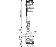 Alca plast A18-1/2", apakšējais uzpildes mehānisms ALCADRAIN, 1/2", metāla vītne