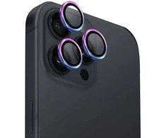 aliuminio kameros objektyvo apsauga iPhone 16 Pro 6,3“ / 16 Pro Max 6,9“ su vaivorykštės spalvų kameros lęšio stiklu ir aplikatoriumi