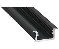 Aliuminis profilis Lumines LED juostoms (juodas, anoduotas, 3m)