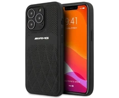 Mercedes AMG AMHCP13LOSDBK Apple iPhone 13 Pro / 13 6.1″ juodos spalvos kietas dėklas with Leather Curved Lines