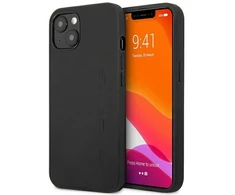 Mercedes AMG AMHCP14MDOLBK Apple iPhone 14 Plus / 15 Plus 6.7″ juodos spalvos kietas dėklas with Leather Hot Stamped design