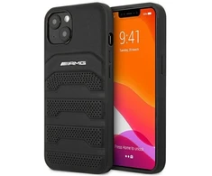 Mercedes AMG AMHCP14MGSEBK Apple iPhone 14 Plus / 15 Plus 6.7″ juodos spalvos kietas dėklas with Leather Debossed Lines