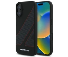 Mercedes AMG AMHMP16S2SCFR Apple iPhone 16 6,1″ juodos spalvos kietas dėklas Checkered Flag Pattern MagSafe
