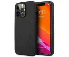 Mercedes AMG AMHCP13LDOLBK Apple iPhone 13 Pro / 13 6,1″ juodos spalvos kietas dėklas Leather Hot Stamped